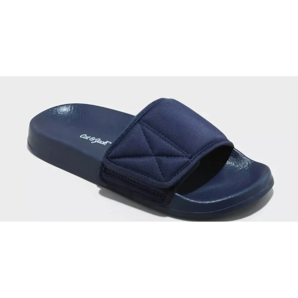 Cat & Jack‎ Boys Navy Blue Slide Sandals XL 5/6 NWT Comfort Slip On Summer Shoes